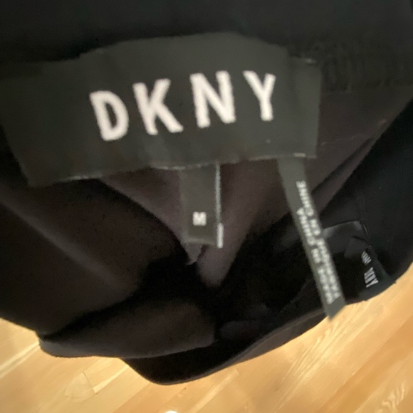 DKNY - woman’s leggings, black with faux leather. Size M - Picture 2 of 8